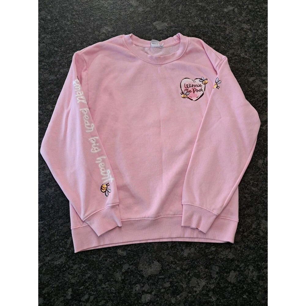Disney Winnie the Pooh Pink Fleece Sweatshirt Women's Size Large Cozy Cute